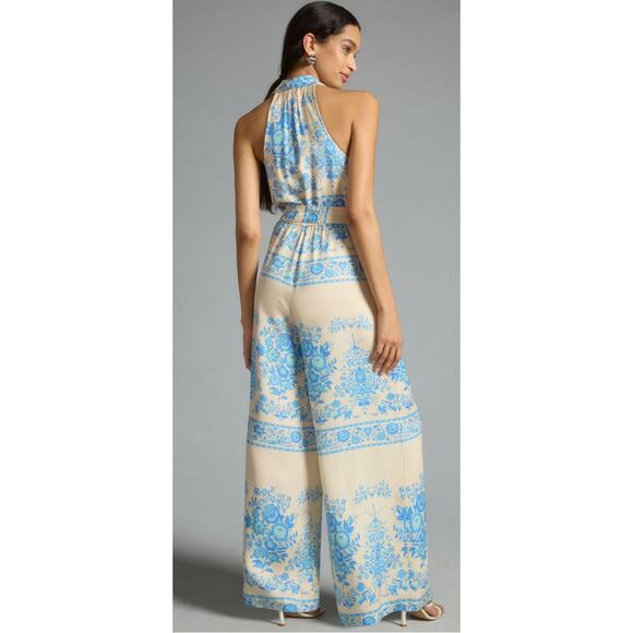 Anthropologie Plenty Tracy Reese Printed Halter Wide Leg Jumpsuit Womens XS New - Picture 2 of 12